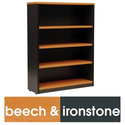 Logan Bookcase 1200X900 3 Shelf Beech & Ironstone 