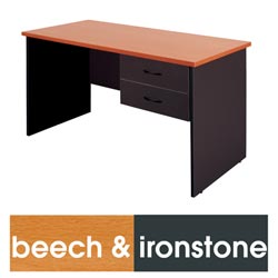 Logan Student Desk 1200X600 With 2 Drawers Beech&Ironstone 