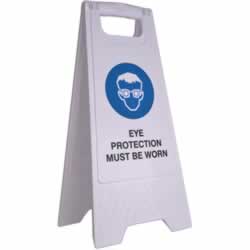 CLEANLINK SAFETY SIGN Eye Protection Must Be Worn 32x31x65cm White