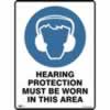 SAFETY SIGNAGE - MANDATORY Hearing Protection To Be Worn 450mmx600mm Polypropylene