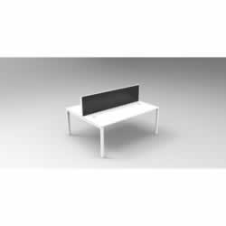 RAPID INFINITY PROFILE END LEG Workstation White 1500x700mm 2 Person Doublesided W/Screen