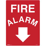 Brady Fire Sign Fire Alarm With Arrow Down Metal