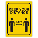 Durus HeaLitreh And Safety Sign Wall Sign Social Distance Yellow And Black