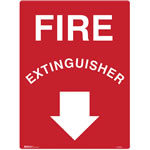 Brady Fire Sign Fire Extinguisher With Arrow Metal