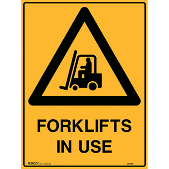 Brady Warning Sign Forklifts In Use 600X450 Metal