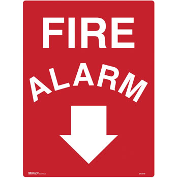 Brady Fire Sign Fire Alarm With Arrow Down Polypropylene