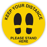 Durus HeaLitreh And Safety Sign Floor Social Distance Footprint Yellow And Black