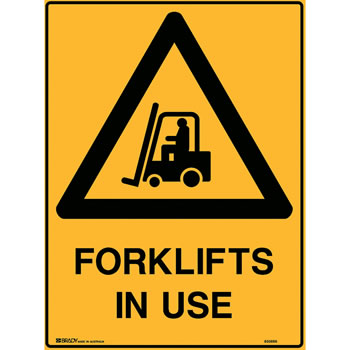 Brady Warning Sign Forklifts In Use 600X450mm Polypropylene