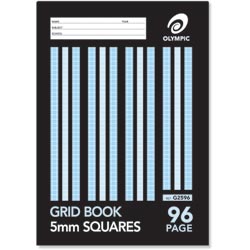 Olympic Grid Exercise Books 96 page 5mm Squares 225X175mm